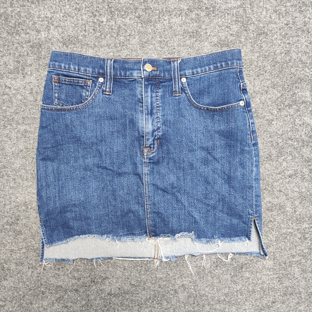 Madewell Denim Skirt Womens 30 Blue Cutoff Raw Hem Mini Side Slit Casual